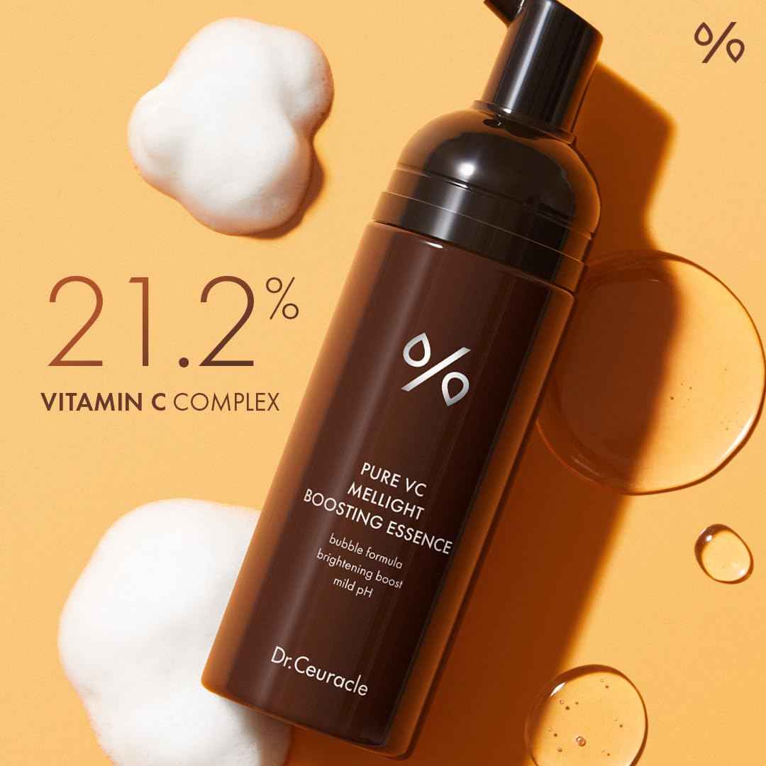 Dr.Ceuracle by leegeehaam Pure Vitamin C Mellight Boosting Essence (145ml / 4.90 fl. oz.) - Glow Skin Bubble Ampoule, 21.2% Vitamin C Complex, Improves Skin Tone, Refreshes and Energizes Tired Skin