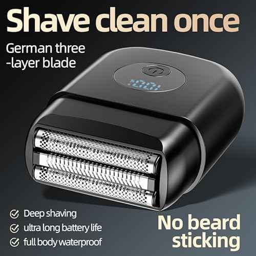 Electric Foil Shavers for Men, New Mini Electric Razor with 3 Floating Blades, LED Display, USB-C Fast Rechargeable, Travel Portable Beard Trimmer for Men, Gifts for Dad Him (Black)