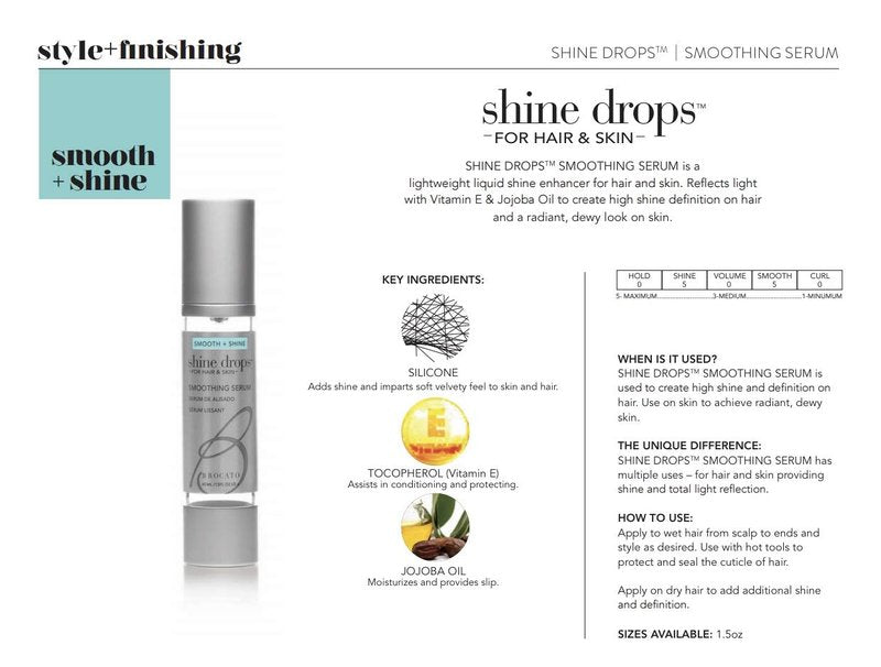 Brocato Shine Drops Smoothing Serum, 1 Oz | Shine Enhancer for Dry, Damaged Hair & Skin | Anti Frizz Control & Radiance & Luminosity Enhancing Serum with Organic Jojoba Oil