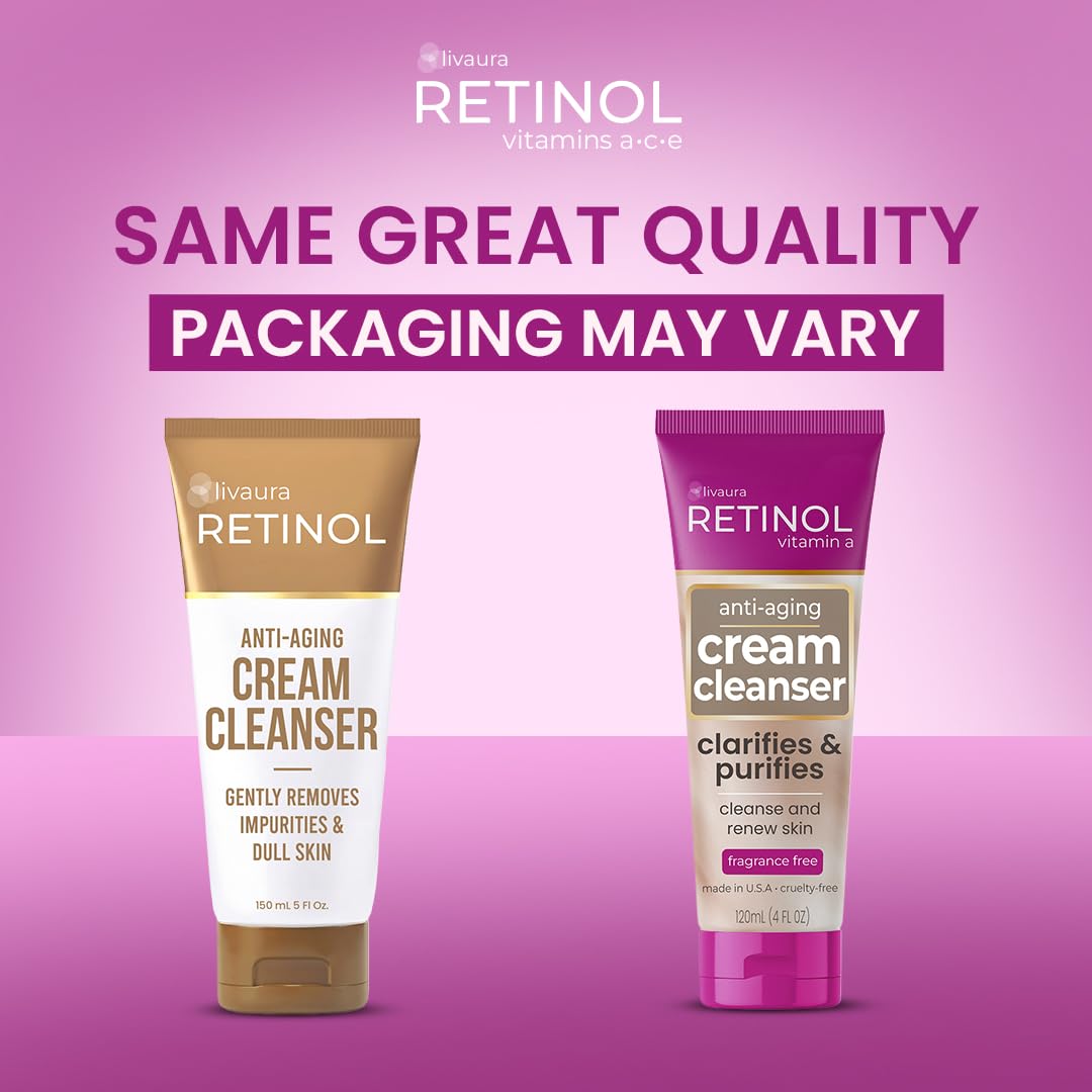 LIVAURA Retinol Cream Face Wash for Women - Gentle Daily Facial Cleanser