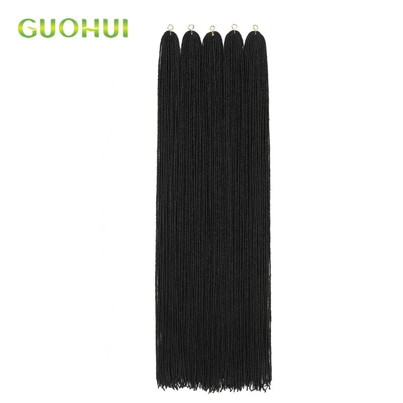 GUOHUI Micro Faux Locs Crochet Hair, 36 Inch 5 Packs Color Natural Black DIY Braids Straight Styles (36",1B)