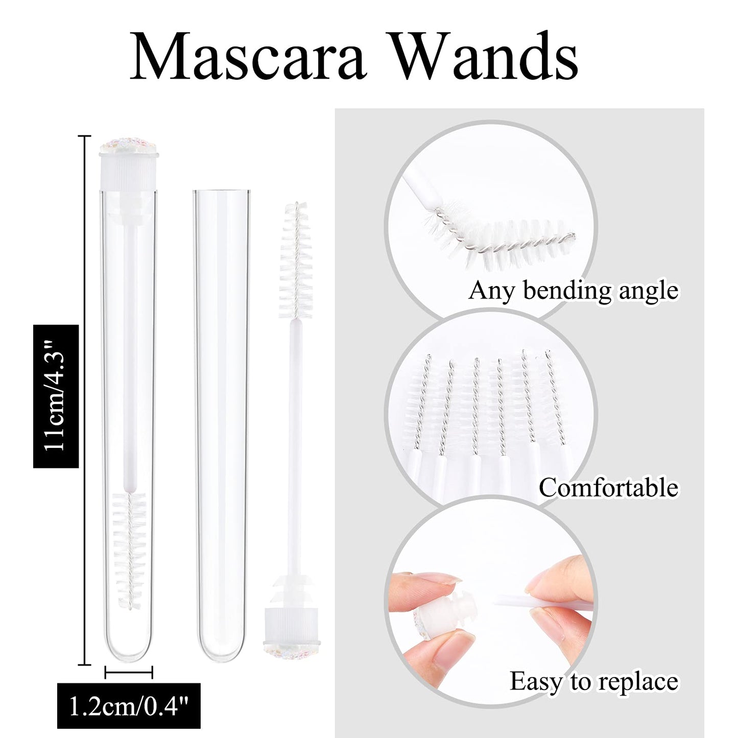 Dming 50pcs Eyelash brush Lash Wand Makeup tool Eyelash Extension supplies Cleaning brush Diamond Mascara star white