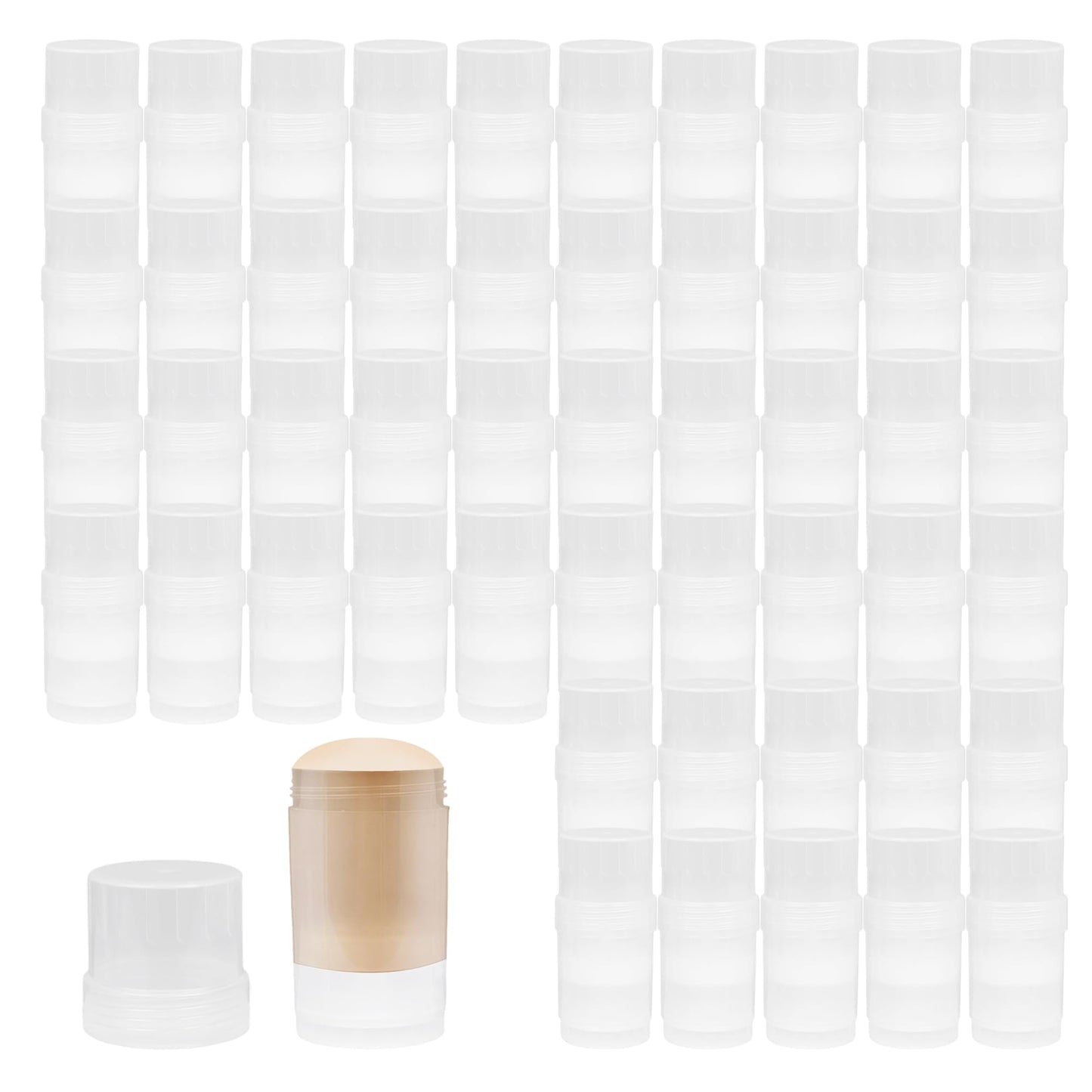 Daywhote 50 Pcs Empty Deodorant Containers Twist up Filling Stick Plastic Refillable Deodorant Holder Balm Tubes for Homemade Lipstick Sunscreen Balm Lotion(30ml)