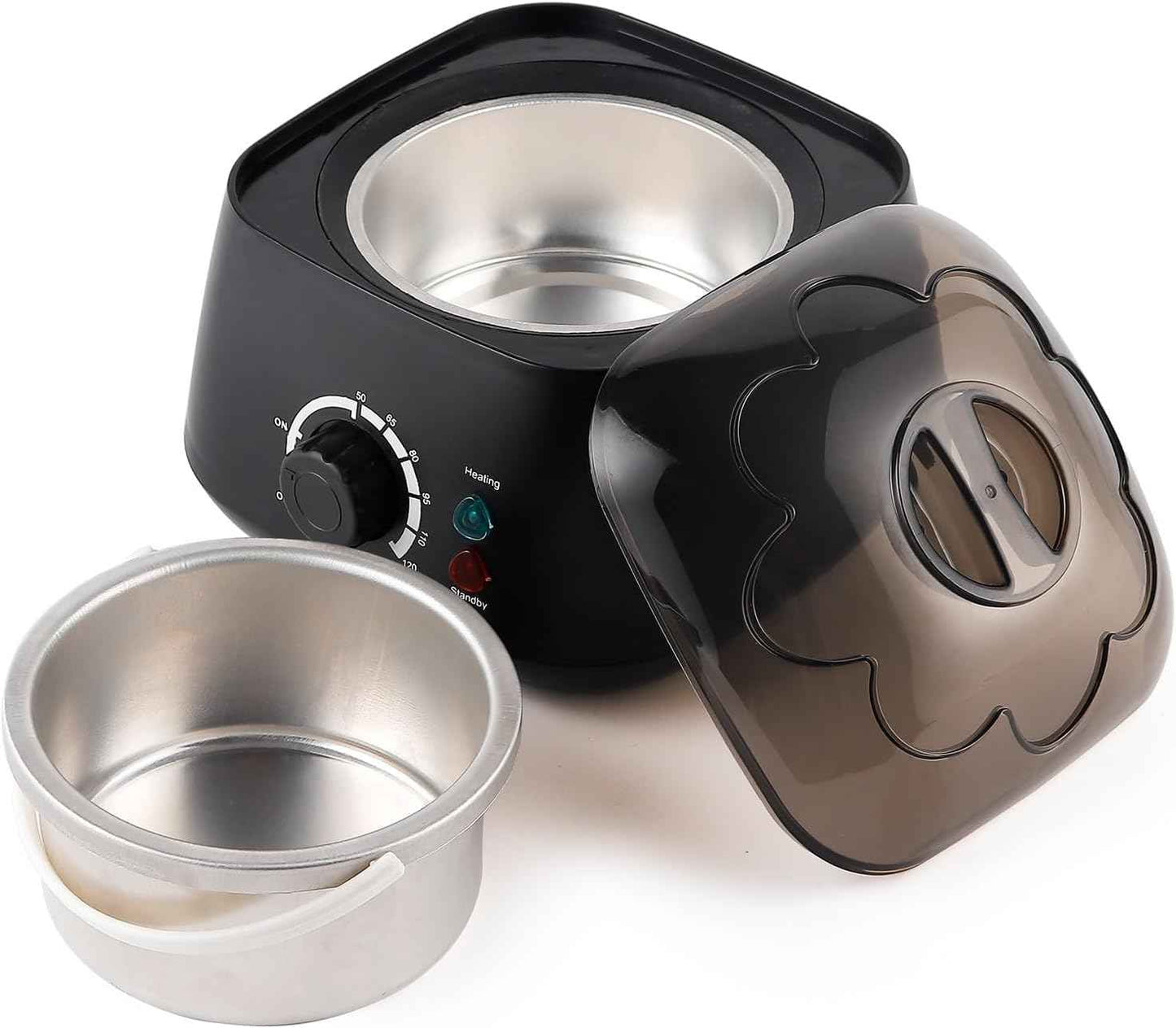 IeBilif Wax Warmer for Hair Removal, Wax Pot for Hair Removal Professional with Through Lid, 17oz Wax Heater for Body Waxing (Black)