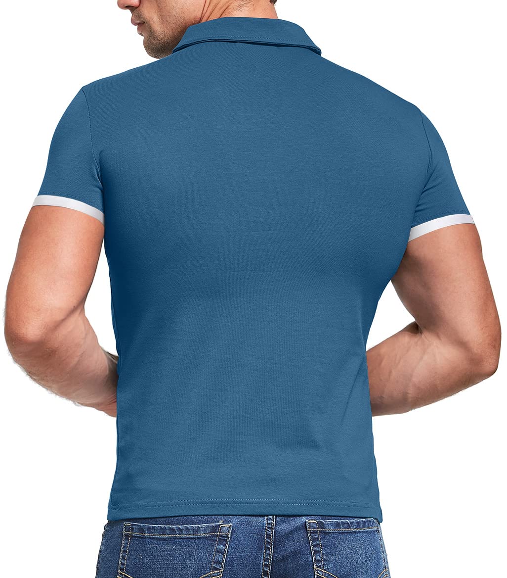 KUYIGO Slim Fit T Shirts for Men Short Sleeve Polo Shirt Casual Tactical Golf Tennis T-Shirts XX-LargeDeep Teal