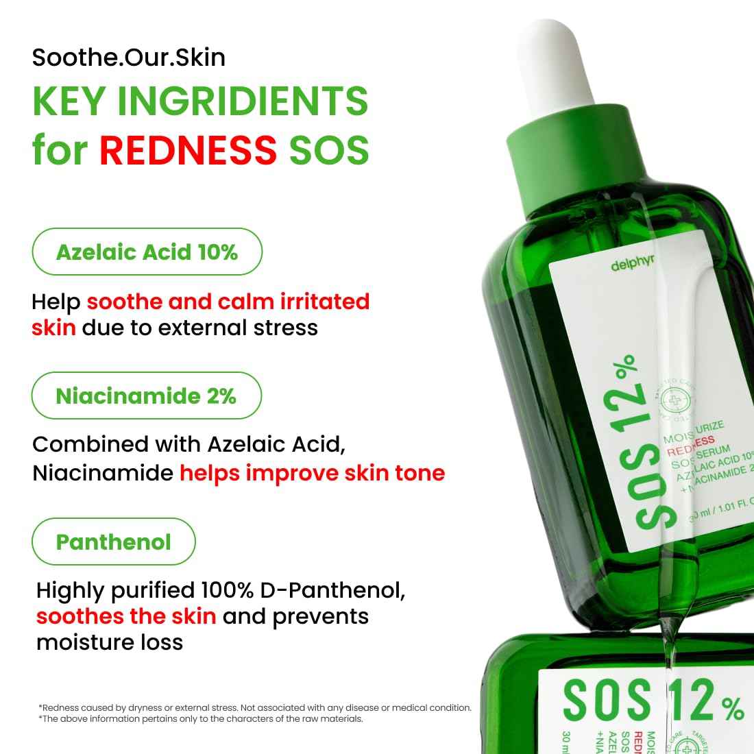 delphyr Moisturize Redness SOS Azelaic Acid 10% + Niacinamide 2% Serum – Redness & PIH Soothing, Vegan & Fragrance-Free, Non-Comedogenic (30ml/ 1.01 fl oz.)