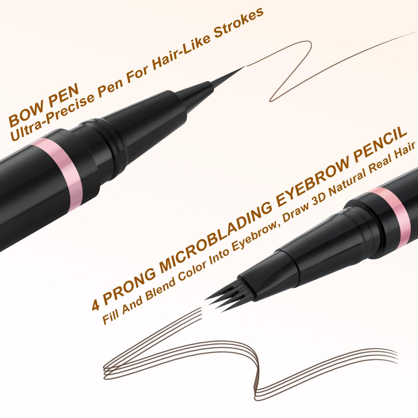 2-in-1 Waterproof Eyebrow Pen and Ultra-Precise Pencil with Dual-ended Brow Brush - Zok Dark Brown