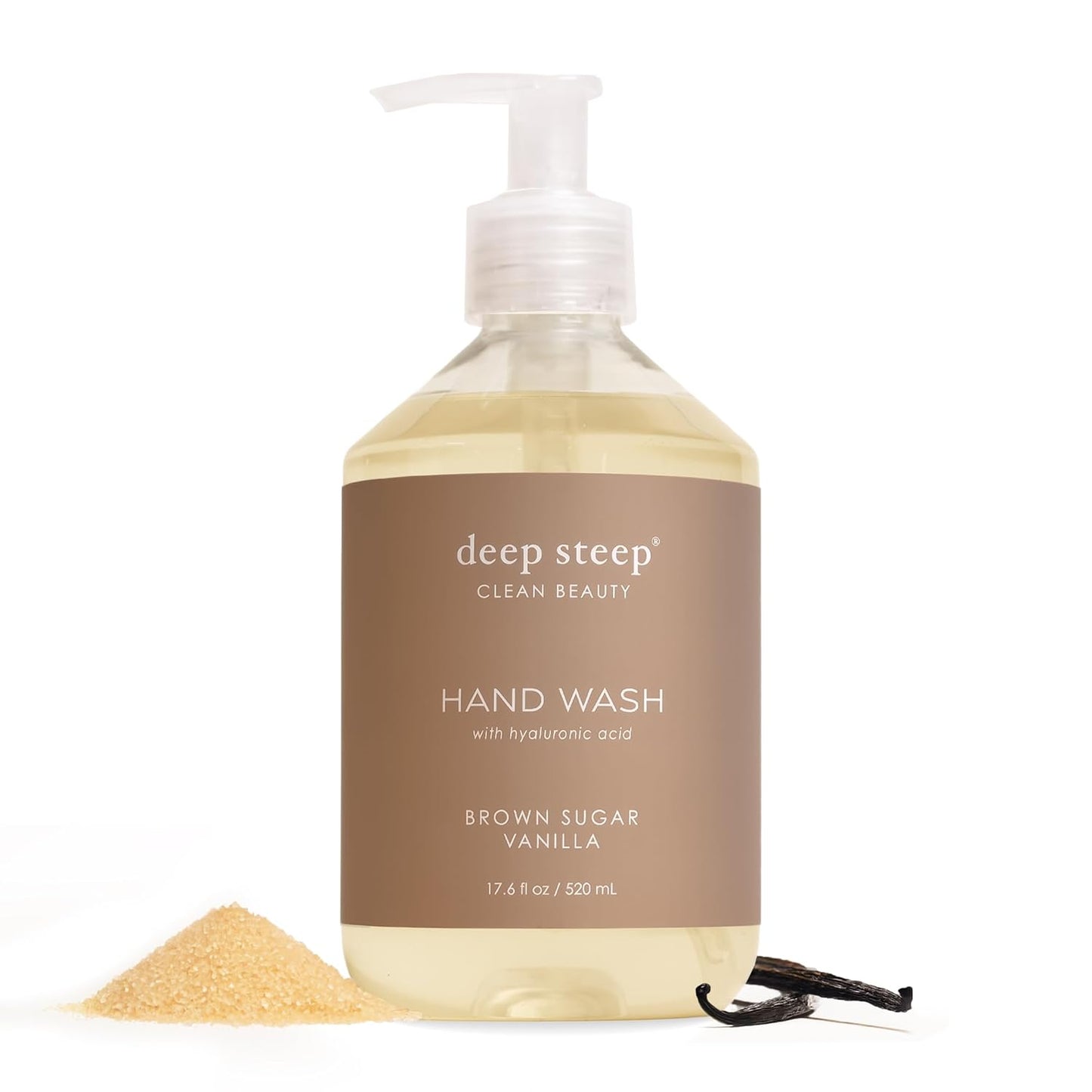 Deep Steep Liquid Hand Wash - Brown Sugar Vanilla Moisturizing Cleanser with Olive Oil & Aloe Vera | 17.6 oz