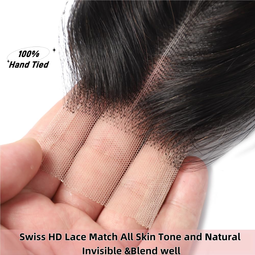 Anvnkl 2x6 HD Lace Closure Body Wave Human Hair Real HD Transparent 18 Inch 100% Brazilian Virgin Middle Part Pre Plucked with Baby Hair Natural Color Kim K 2x6 Closure