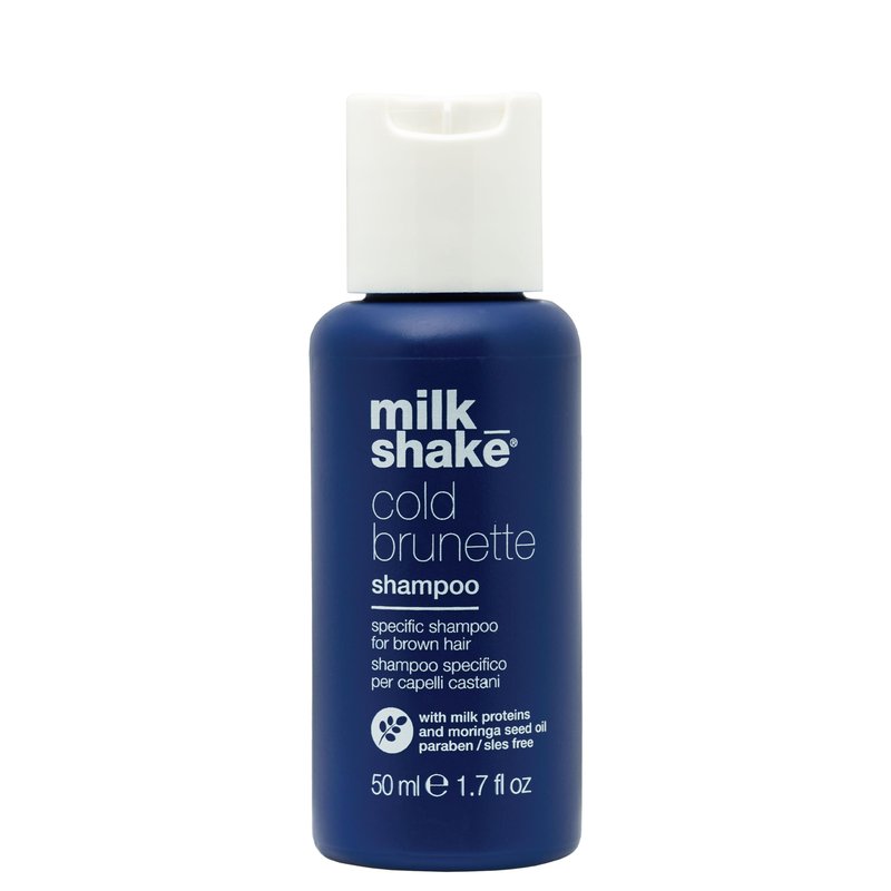 milk_shake cold brunette shampoo | toning shampoo with blue pigment to neutralize orange and red in brunette hair | strengthens, boosts shine, and extends color | SLS/SLES-free | 1.7 Fl Oz (50 ml)