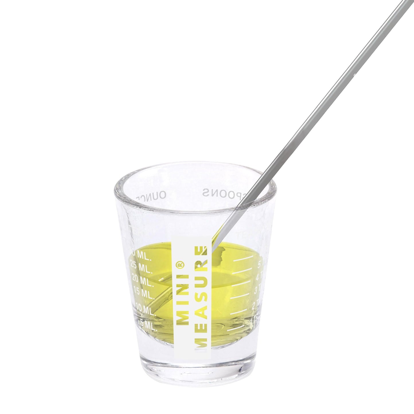 Kolder Mini Measure Heavy Glass, 20-Incremental Measurements Multi-Purpose Liquid and Dry Measuring Shot Glass, White