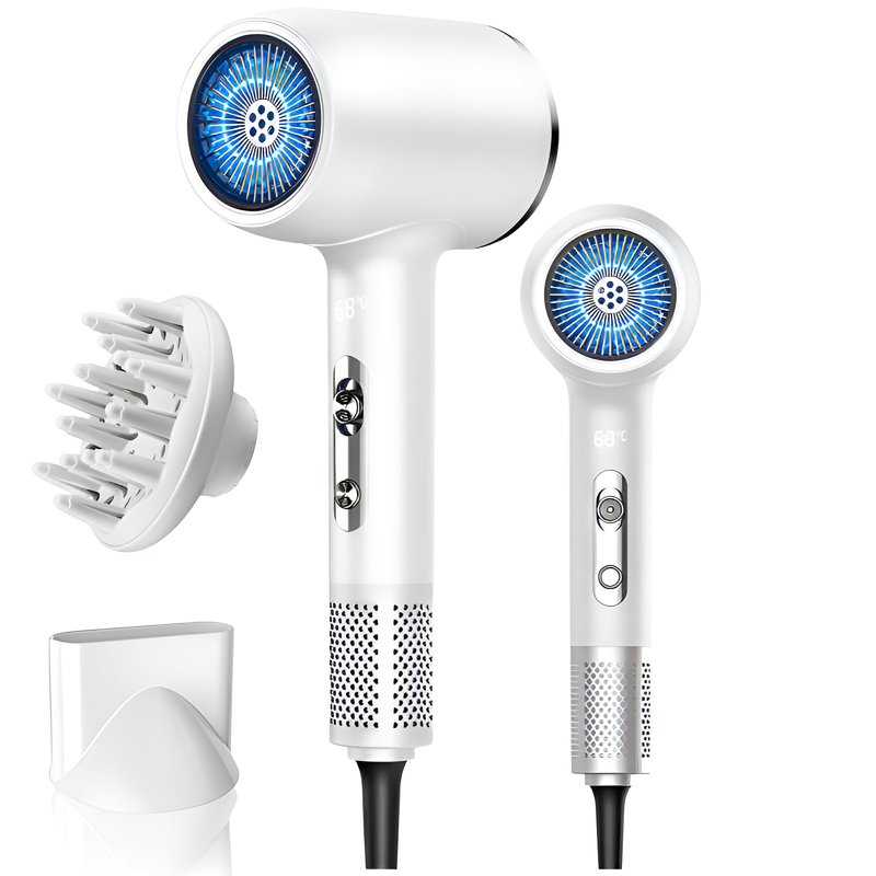 Hair Dryer Essence Hair Care Professional, LCD Temperature Display, 110V, 3 Speed Settings- White