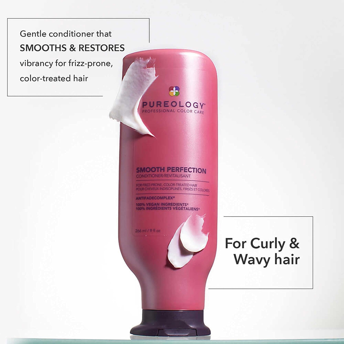 Pureology Smooth Perfection Conditioner - For Frizzy and Color Treated Hair, Detangles & Controls Frizz, Sulfate-Free & Vegan, 9 Fl Oz