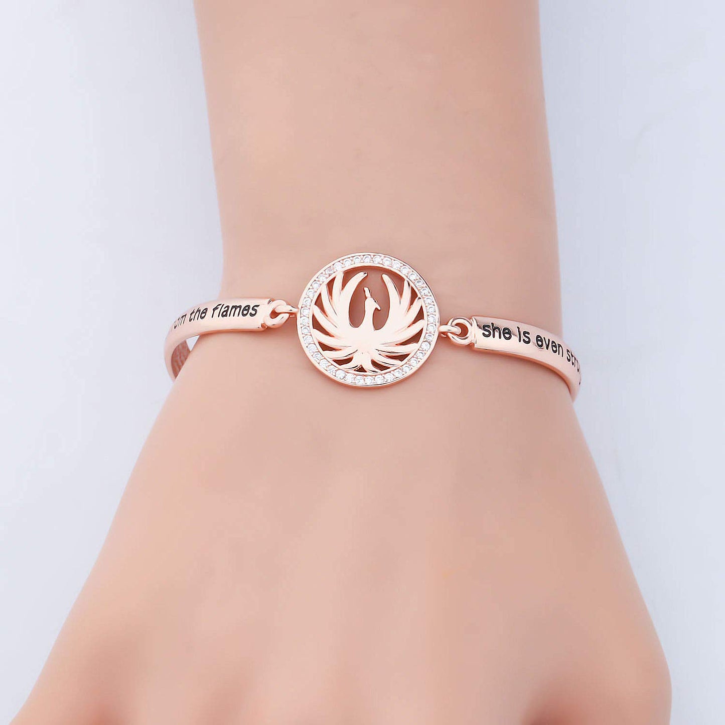 CYTING Phoenix Inspirational Quote Bracelet - Motivational Bird Jewelry Gift - When the Phoenix Rises From the Flames She Is Even Stronger Than Before