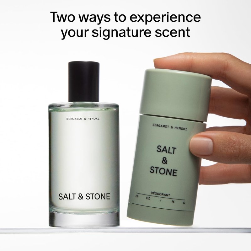 Salt & Stone Signature Scent Duo Set | 48 Hour Aluminum-Free Deodorant & Hydrating Body Mist | Skincare-Infused Deodorant & Body Spray | Saffron & Cedar