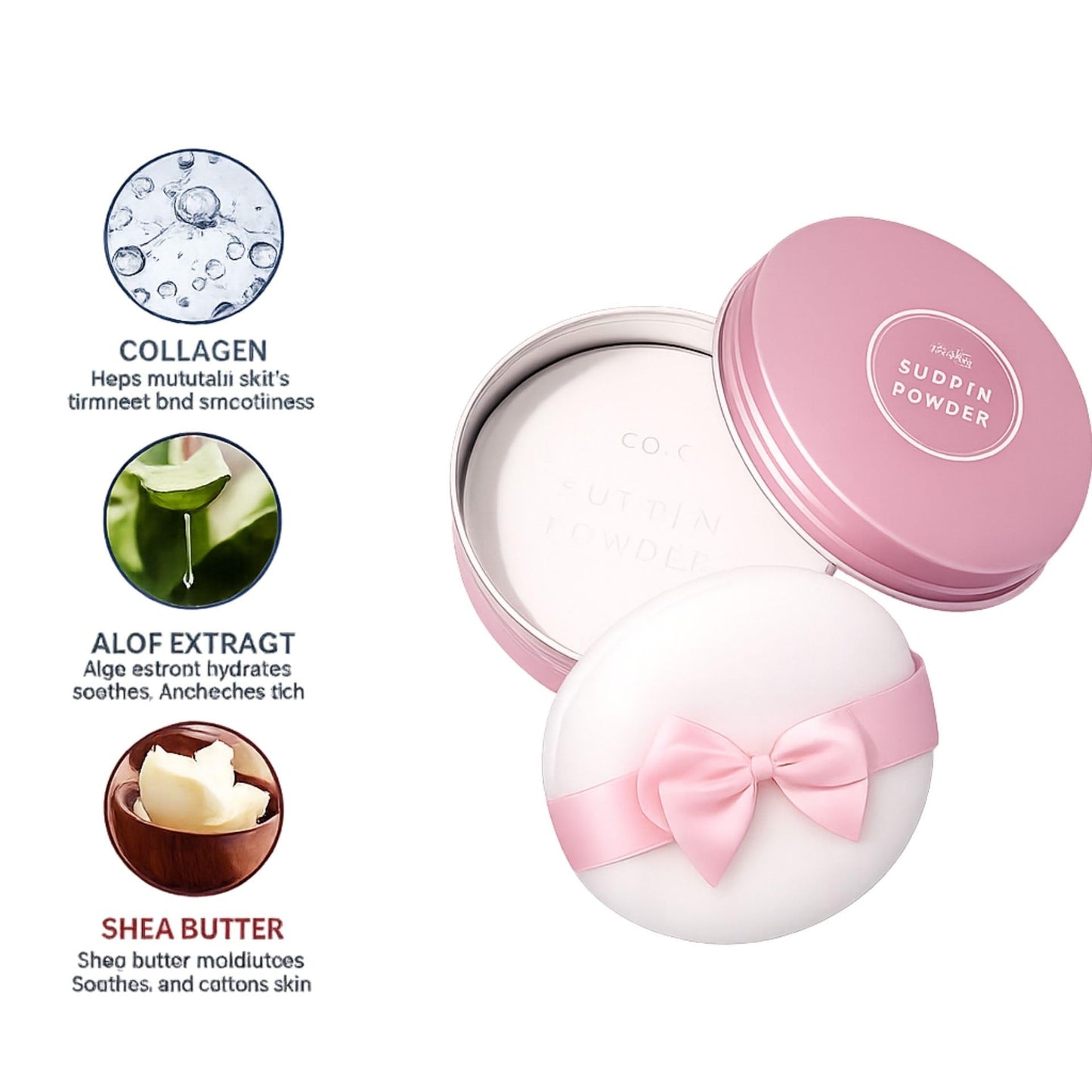 Club Suppin Translucent Setting Powder Foundation, Loose Pressed Powder, Makeup Setting Powder & Finishing Powder for Face with Shea Butter, Amino Acid& Aloe, Overnight Japanese Skincare, PASTEL ROSE