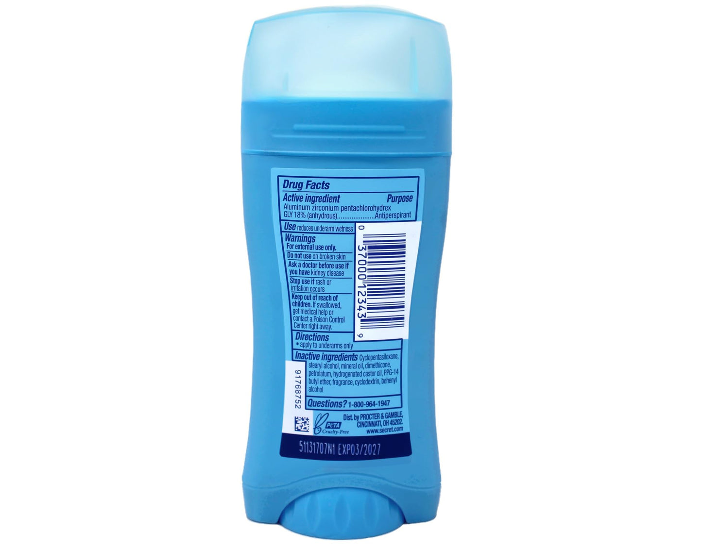 Secret Anti-Perspirant/Deodorant, Invisible Solid, Powder Fresh, 2.6 Oz (Pack of 6)