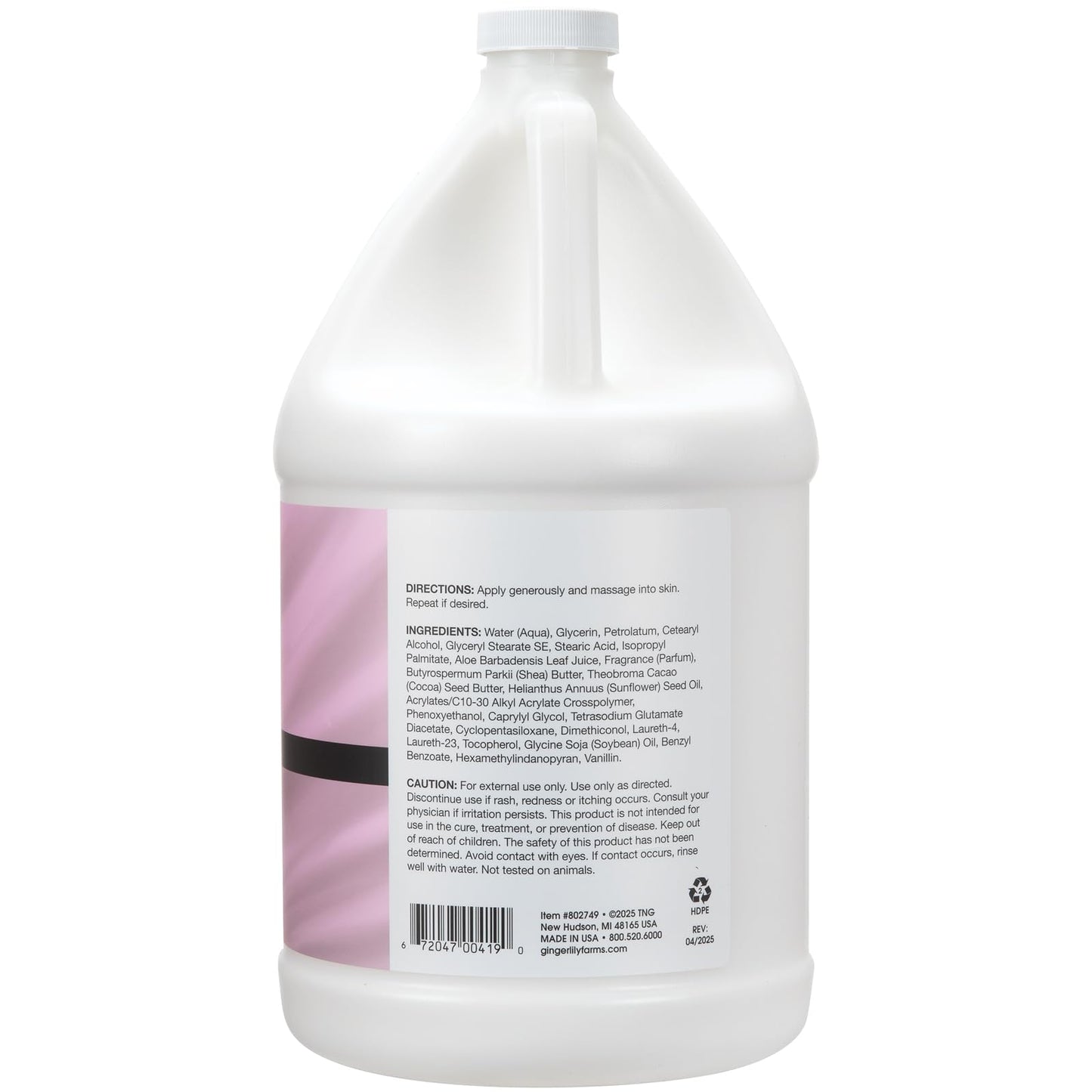 Ginger Lily Farms Botanicals Shea Indulgence 24H Deep Hydration Body Lotion, 100% Vegan & Cruelty-Free, Vanilla Sugar Bliss Scent, 1 Gallon (128 fl oz) Refill