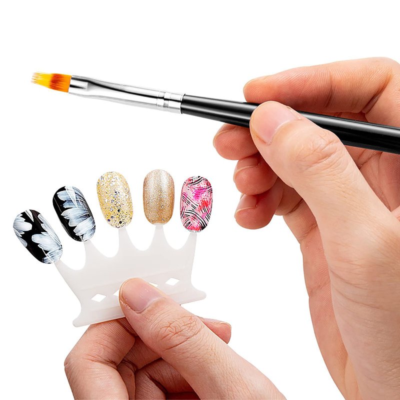 WOKOTO 3 Pcs Nail Ombre Brushes For Nail Art Brushes Set With 8 Addtional Nail Sponges Set Ombre Nail Brushes For Acrylic Application Gradient Gel Ombre Brushes Nails Nail Acrylic Brushes Set
