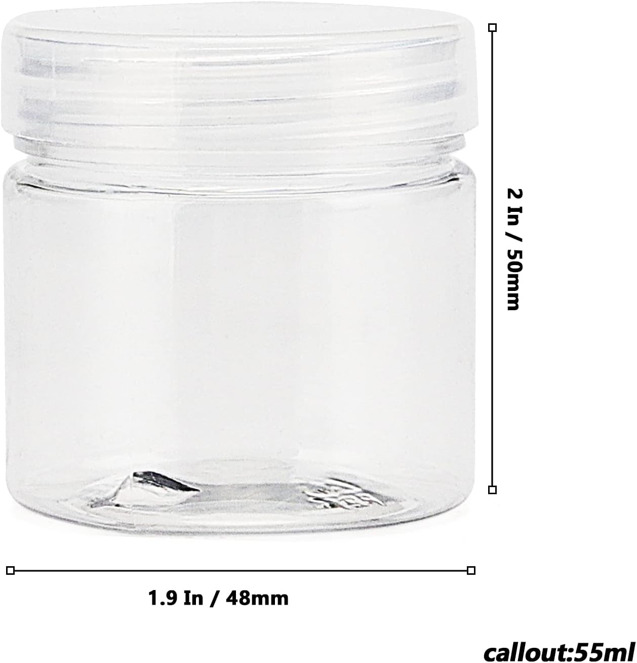 Clear Plastic Bead Containers - 70 PCS 2oz Round Storage Jars with Lids for Lotions, Beads & Spices