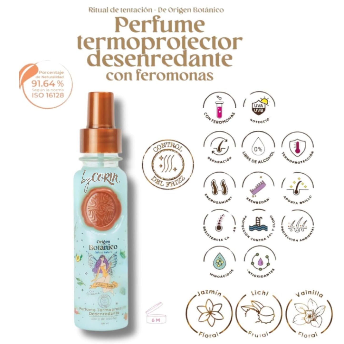 Hair Perfume - DUO Protector Termico para Cabello, Desenredante y Control Frizz Con Feromonas, Protección Solar - Ritual Seducción y Ritual Tentación Floral y Frutal 120ML - Leave in Conditioner Spray