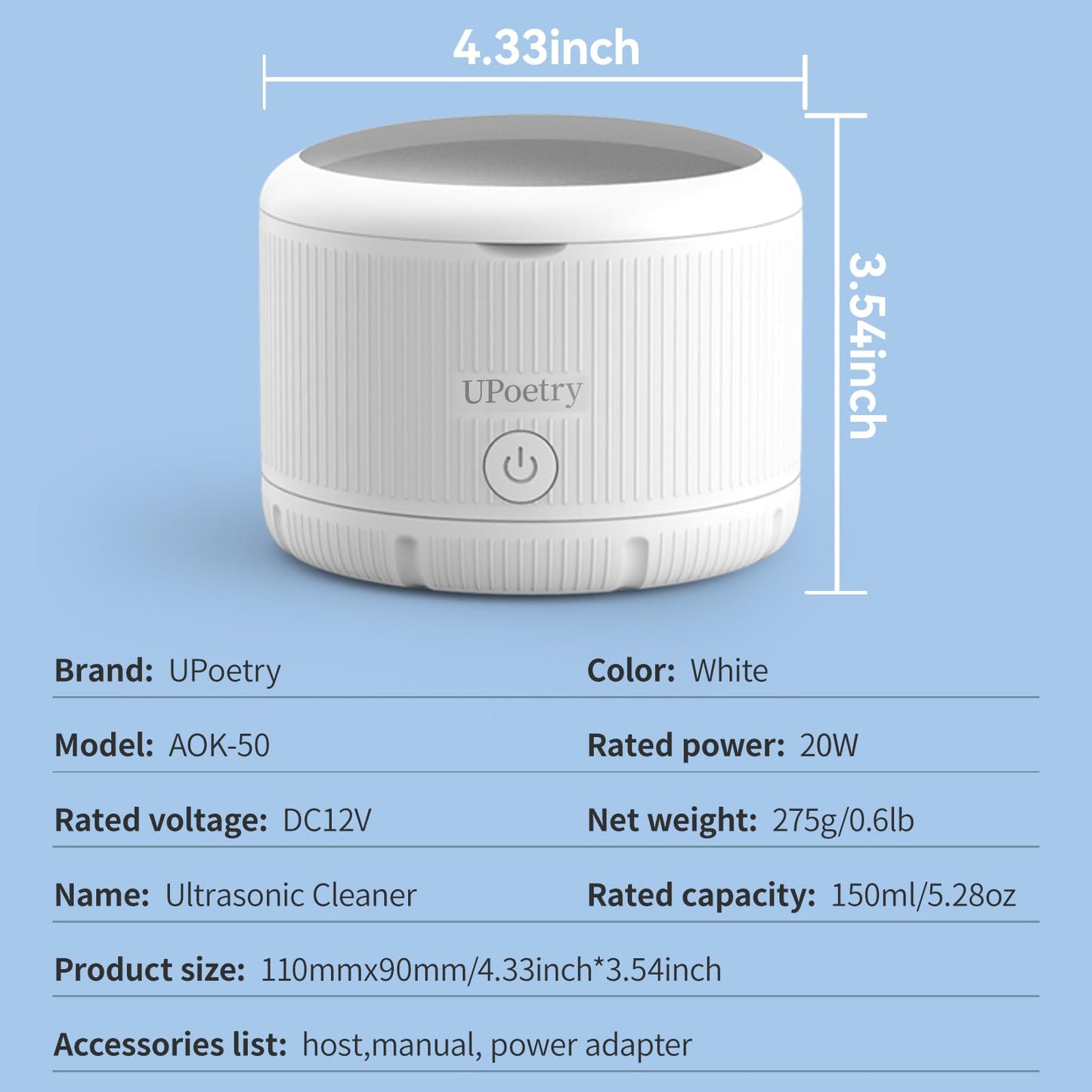 Retainer Cleaner Machine - Ultrasonic Retainer Cleaner, Dental Cleaning Pod for Braces, Dentures, Pacifiers, Mouth Guards, Jewelry & Toothbrush Heads, 150ml Portable Cleaning Machine