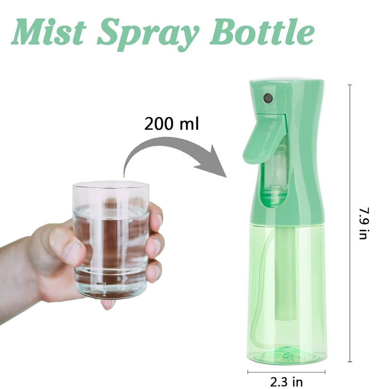 Ultra Fine Mist Spray Bottle for Hair & Skin Care - 6.8oz Clear Green
