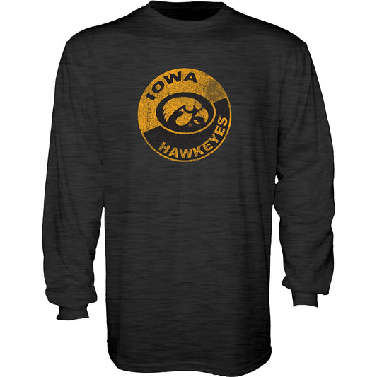 Blue 84 Men's Iowa Hawkeyes Long Sleeve T-Shirt Vintage Cap Dark Heather, Dark Grey, X-Large