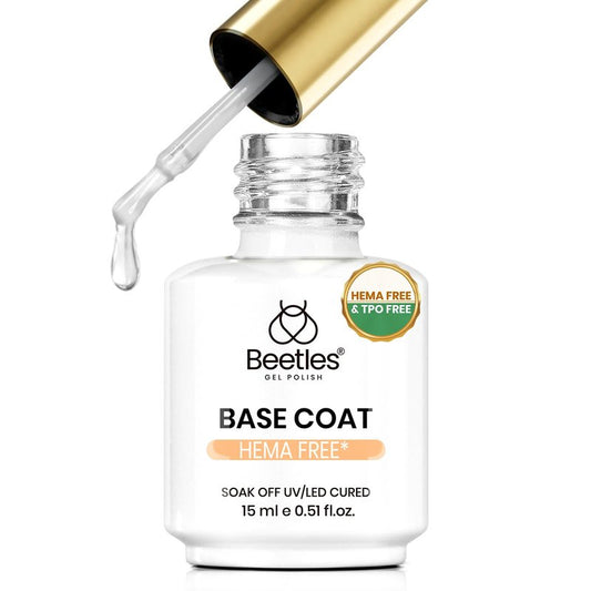 Beetles Gel Base Coat for Nails 15ml, HEMA Free TPO Free Base Gel Polish, UV LED Soak Off, Long Lasting No Lift Nail Primer, Nail Strengthening Base for Gel Manicure