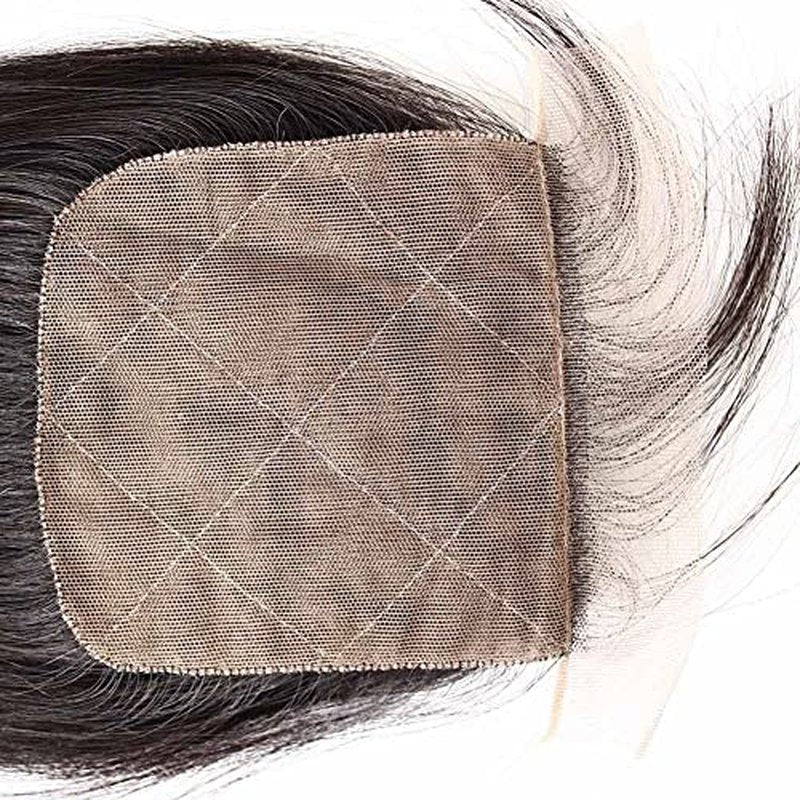 Bella Hair Free Part Silk Base Closure Straight, 130% Density Natural Color Remy Virgin Human Hair 4x4inch Top Closure (16inch)