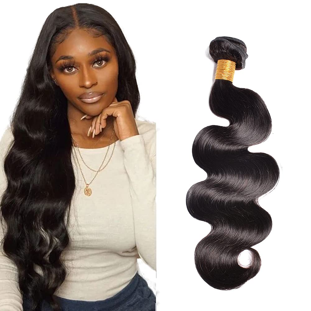 Body Wave Bundles Human Hair 22 Inch #1B Natural Black Body Wave Bundle Human Hair Extensions Unprocessed Virgin Remy Hair 1 Bundle