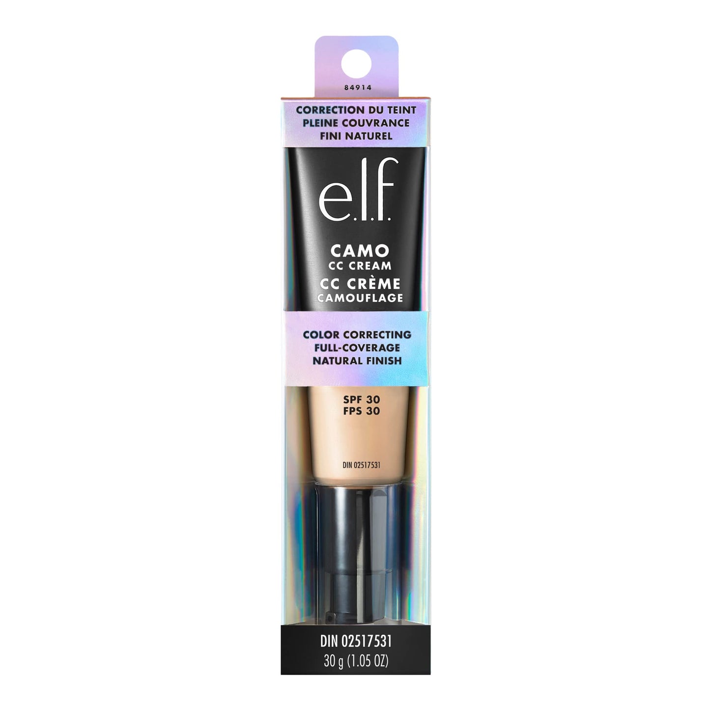 e.l.f. Camo CC Cream, Color Correcting Medium-To-Full Coverage Foundation with SPF 30, Light 240 W, 1.05 Oz (30g)