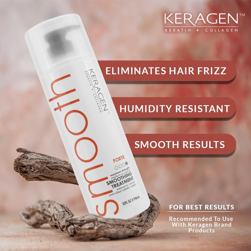 KERAGEN FORTE Professional Smoothing & Repair Treatment | Salon-Grade Transformation System | Conquers Resistant Hair for Unparalleled Frizz Elimination & Lasting Hair Transformation 32 Oz