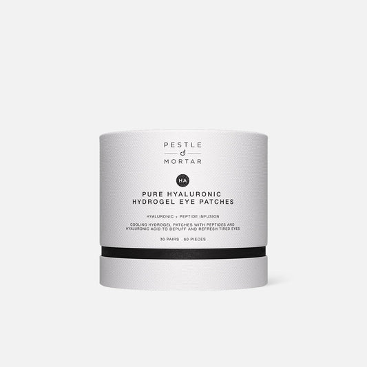 Pestle & Mortar Pure Hyaluronic Hydrogel Eye Patches, 30 Pairs, Cooling Under-Eye Treatment with Peptides for Hydration and Depuffing