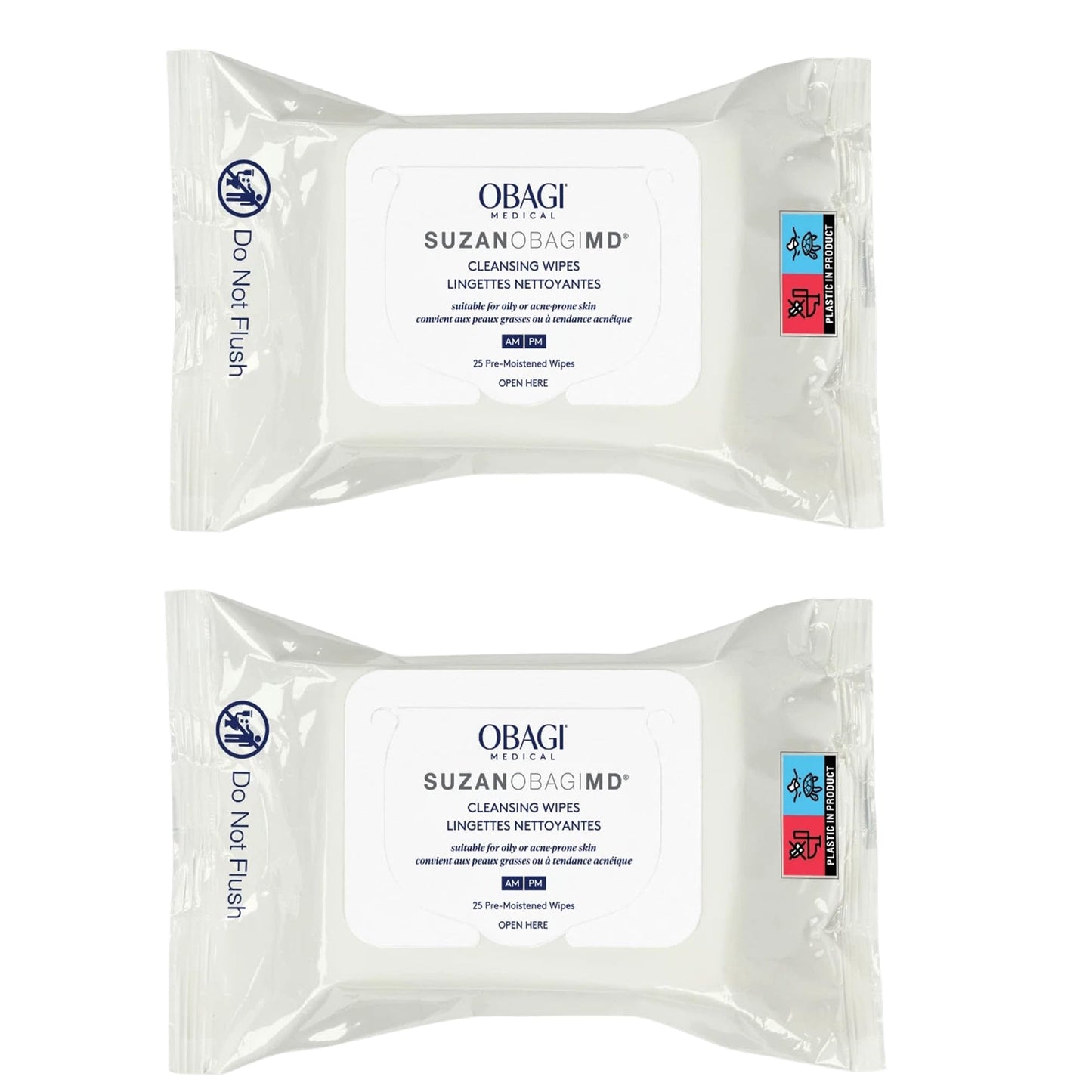 SUZANOBAGIMD On the Go Cleansing Wipes for Oily or Acne Prone Skin, 25 count
