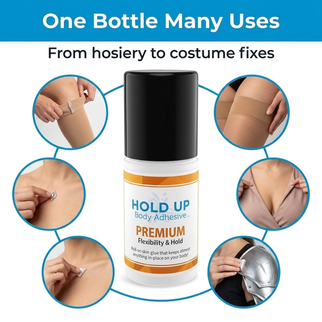 Hold Up Body Adhesive - Premium Roll-On Skin Glue for Dancers & Costumes | 2 oz, 2-Pack