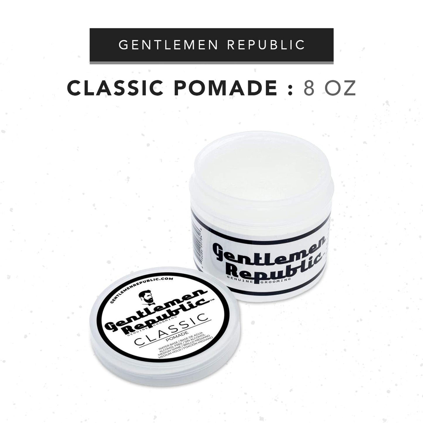 Gentlemen Republic Classic Pomade for Men - Water Based Pomade for Medium Hold & Shine, Premium Mens Hair Styling Products with No Beeswax - Ideal for Classic Styles, 8oz