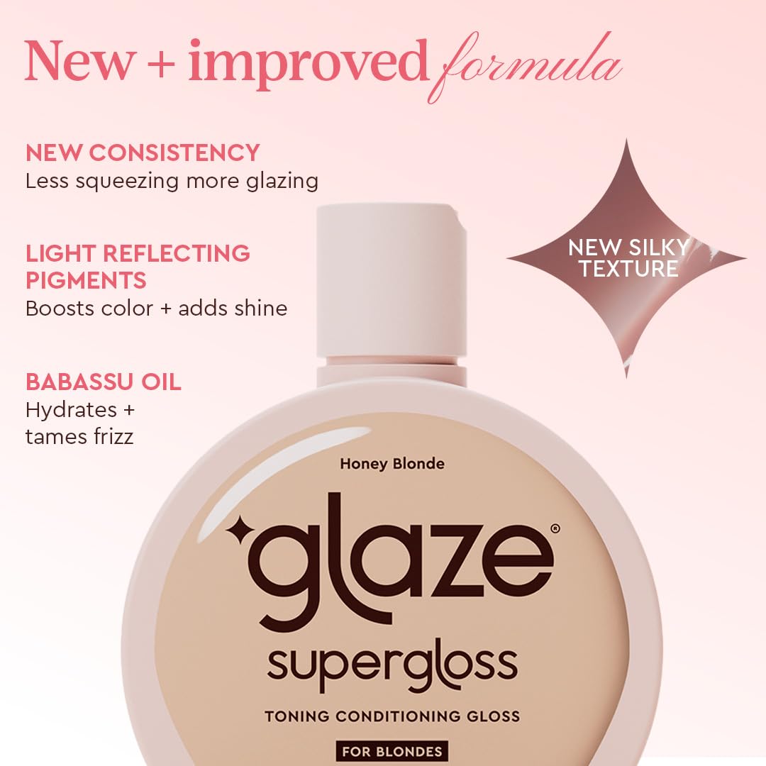 Glaze Super Gloss Color Conditioning Gloss - Honey Blonde | Rinse-Out Semi-Permanent Hair Treatment for Medium to Dark Blonde Hair