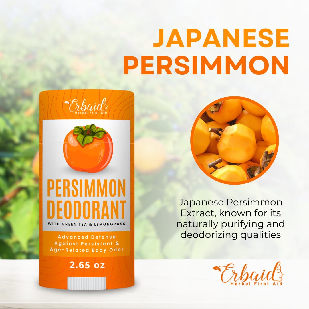 Persimmon Deodorant – All-Natural Whole Body Deodorant for Women and Men – Japanese Persimmon Extract Helps to Eliminate Body Odor and Old People Smell – Extra Strength, Aluminum Free, Long Lasting