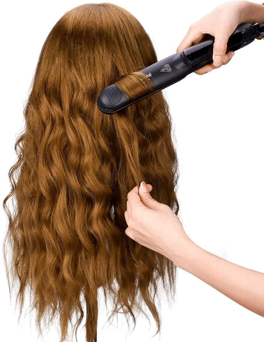 Mannequin Head with 80% Human Hair, TopDirect 24" Brown Real Hair Cosmetology Mannequin Head Hair Styling Hairdressing Practice Training Doll Heads with Clamp Holder and Tools