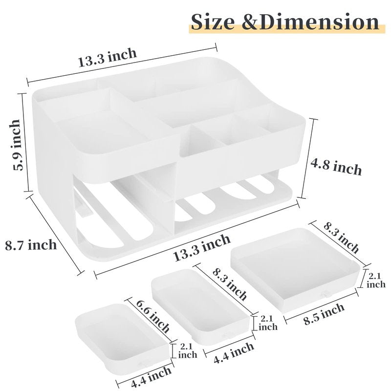 BTremary Makeup Organizer for Vanity, Large Capacity Desk Organizer with Drawers for Cosmetics, Lipsticks, Jewelry, Nail Care, Skincare, Ideal for Bedroom and Bathroom Countertops