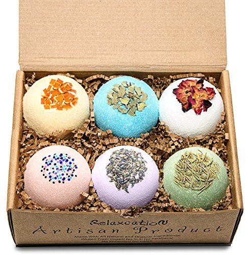 Organic Bath Bombs Gift Set for Women - All Natural with Bath Dead Sea, Epsom and Himalayan Salts, Apricot Oil - Best Gift Idea for Her, Mom, Wife, Mother, Grandma, Girlfriend, Sisters
