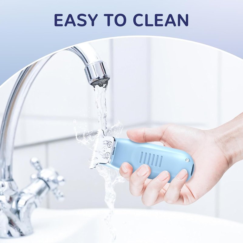 Bikini Trimmer for Women - SweetLF Pubic Hair & Body Hair Trimmer with 3 Guards | Portable Type-C Charging, Blue