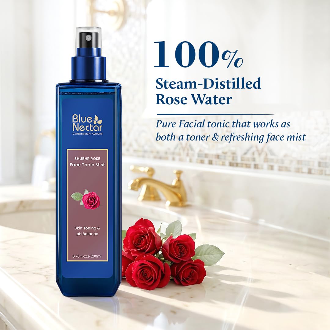 Blue Nectar Shubhr Steam Distilled Rose Toner Water & Face Tonic Mist (3.4 fl oz)