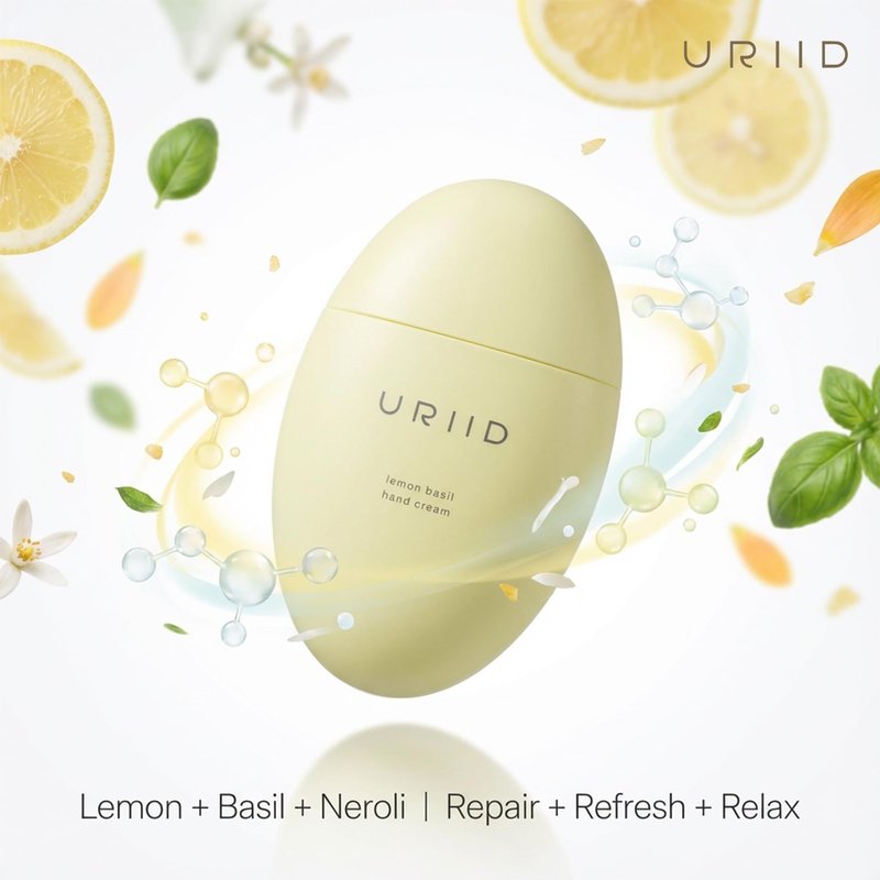 URIID Lemon Basil Hand Cream, Shea Butter & Botanic Extracts, Ultra Nourishing & Moisturizing Scented Hand Cream - 1.76 Oz
