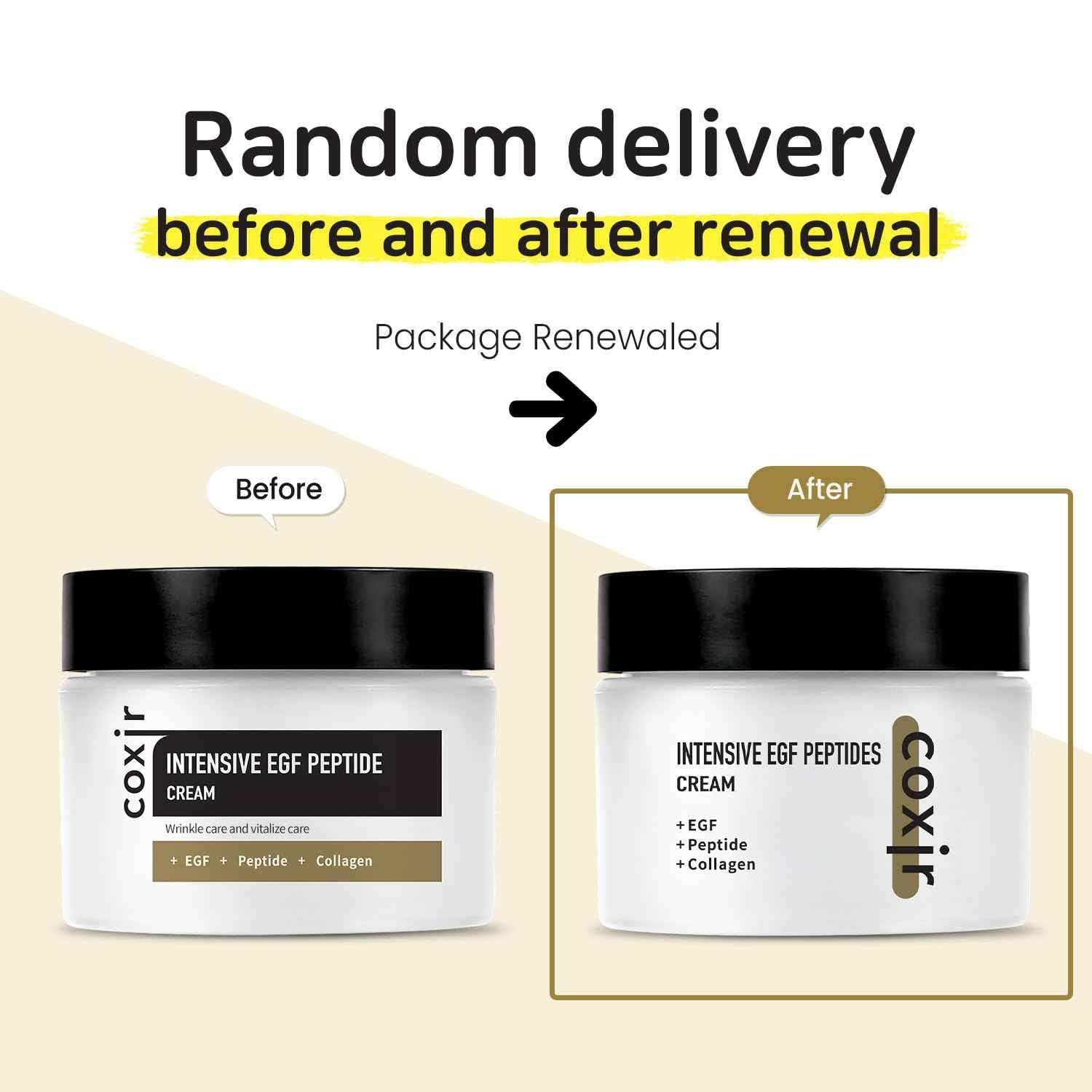 coxir INTENSIVE EGF PEPTIDES CREAM l Day&Night Firming Cream l EGF(Epidermal Growth Factor), Peptides, Niacinamide, Panthenol, Collagen l Korean Skincare [50ml/1.69fl.oz]