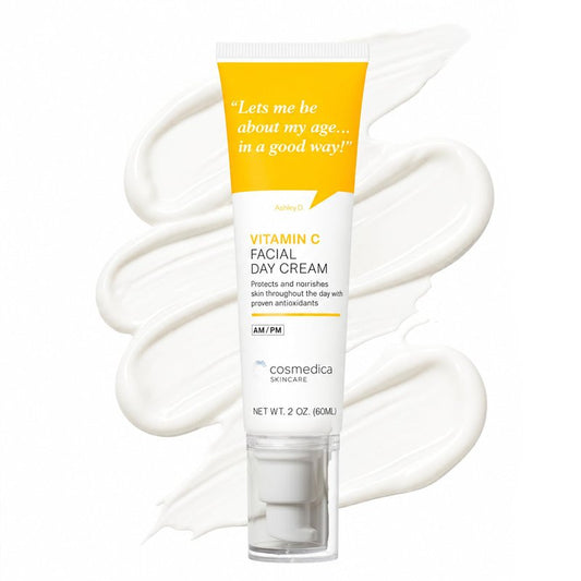 Cosmedica Skincare Vitamin C Facial Moisturizer – 15% Vitamin C Facial Day Cream - 2 ounces – Protects and nourishes skin throughout the day – Vegan, Cruelty Free Skincare