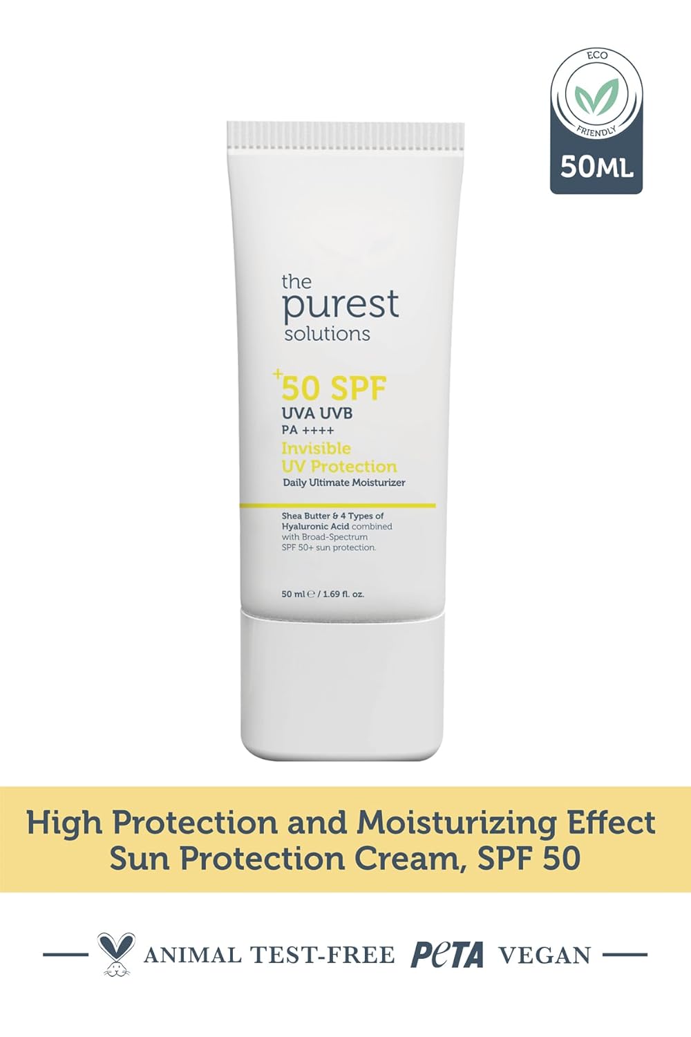 Invisible UV Protection Daily Moisturizer SPF 50+ | Hydrating Hyaluronic Acid & Shea Butter - Anti-Aging for All Skin Types (1.69 fl. oz)