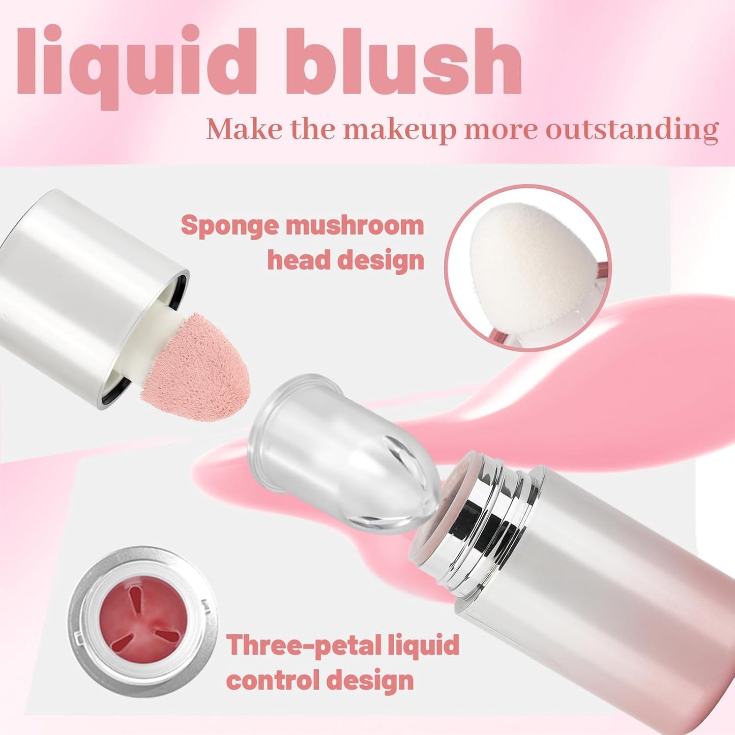 Blush Liquid Makeup Cream Stick - Blendable Soft Peach Tint for Mature Skin | Easy Application, Sheer Finish
