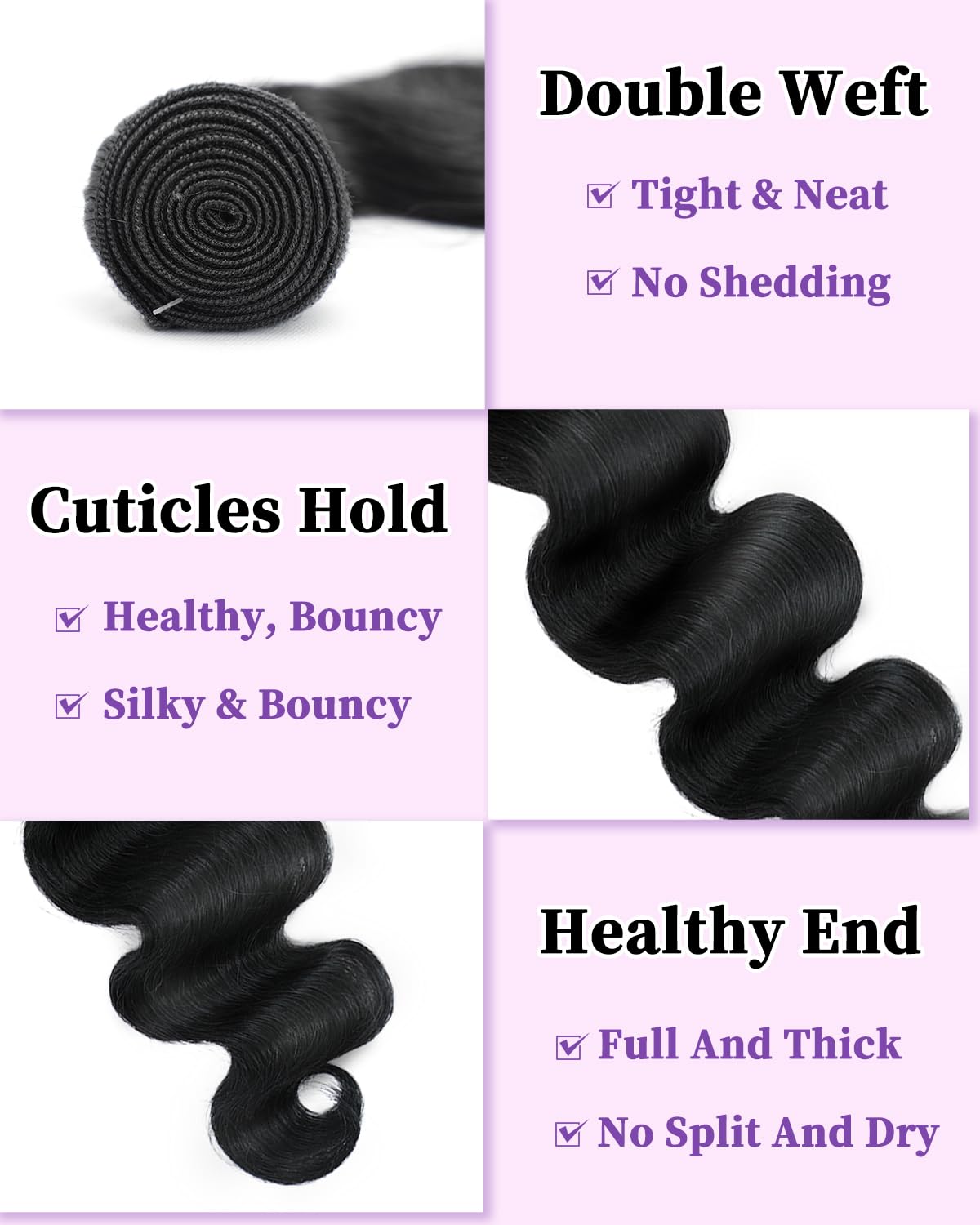 Body Wave Bundles Human Hair 16 Inch 12A Human Hair Bundles Real 100% Raw Unprocessed Brazilian Virgin Sew in Quick Weave Natural Black Deals Thick Hair Extensions